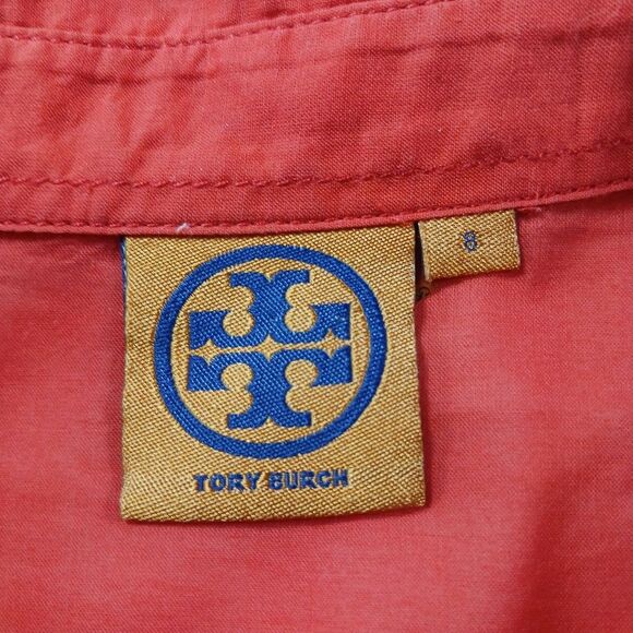 Tory Burch Designer Equestrian Rodeo Shirt. Woman's 8. Orange. 100% Cotton...... - Picture 2 of 12